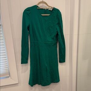 Boden Emerald Green Long Sleeve Fit-and-Flare Dress